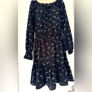 MICHAEL KORS Women Black Long Sleeve Midi dress size M